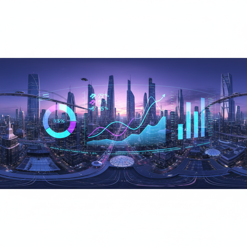 Visualización abstracta de la investigación de mercado sintética